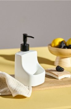 Керамічний дозатор для мила з місцем для губки - білий