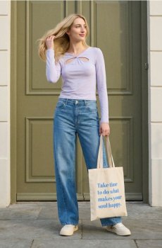 Блуза з декоративним декольте з віскозою - Фіолетовий