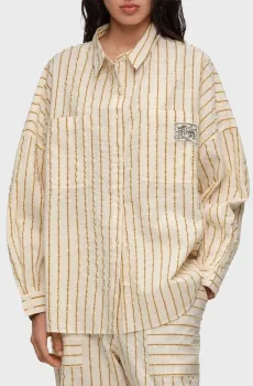 Женская бежевая рубашка у смужку Бежевый S Bimba Y Lola 261BR2020.12110