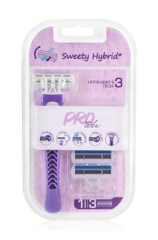 Cтанок-гибрид для бритья женский PROtebe Sweety Hybrid со сменными картриджами, 3 лезвия