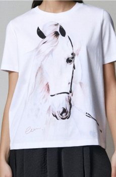 Бавовняна футболка з принтом - білий