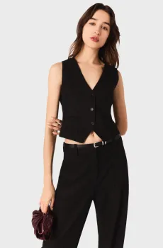 Женский черный жилет в полоску Черный 38 MAJE MFPTO01231_Black