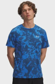 Мужская синяя футболка с узором UA Launch Printed SS Синий S Under Armour 6006110-402