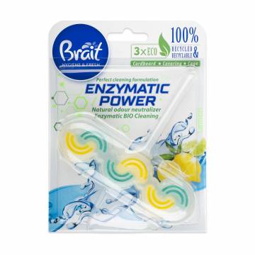 Туалетный блок Brait Enzymatic Power Lemon, 45 г Туалетный блок Brait Enzymatic Power Lemon, 45 г