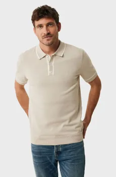 Мужское бежевое поло Knitted polo with tippings Бежевый XXL Mexx MF006602251M