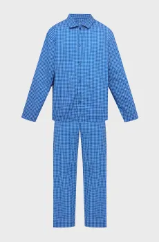 Мужская синяя пижама (рубашка, брюки) в клетку POPLIN Синий L Calvin Klein LV00NM2995