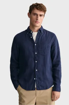 Мужская темно-синяя льняная рубашка REG GMNT DYED LINEN Синий 3XL Gant 3240120