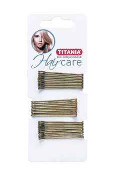 Набор невидимок для волос Titania 5 см, золотистые, 30 шт (8061-А)