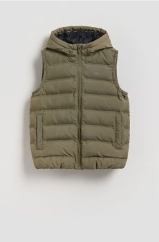 Reserved - Стьобаний жилет із каптуром - коричневувато-зелений - 784HF-78X