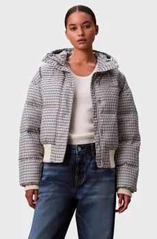 Женский серый пуховик с узором INSULATED Серый M Calvin Klein Jeans LV044D516G