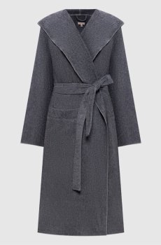 Серый махровый халат ASH LIGHT с капюшоном