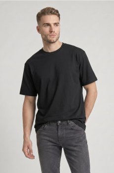 Бавовняна футболка loose fit з коротким рукавом - чорний