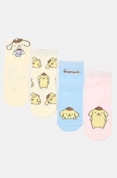Шкарпетки з бавовною до щиколотки, 4 пар PomPomPurin - різнобарвний