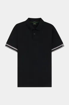 Мужское черное поло Черный S BOSS 10455