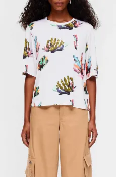 Женская белая футболка с узором Белый XS Bimba Y Lola 231BR7475.T6380