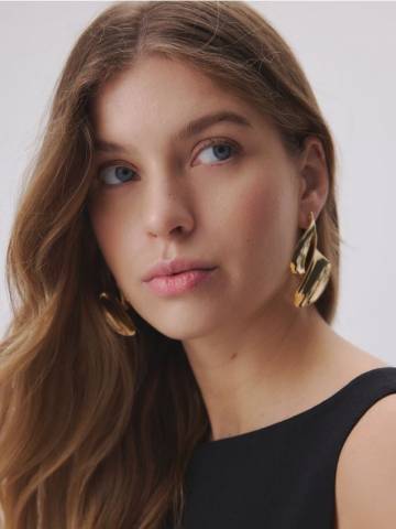 Reserved - Сережки неправильної форми - золотий - 291FD-GLD