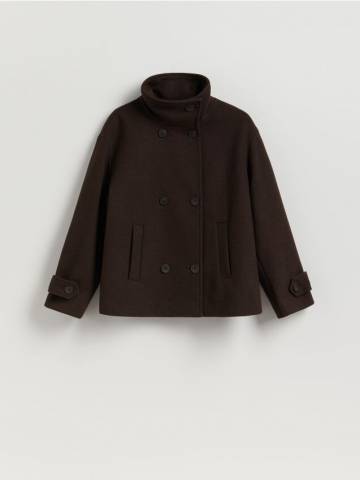 Reserved - Коротка куртка з вовни - темно коричневий - UA663-89M