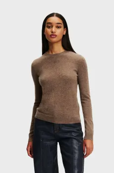 Женский коричневый кашемировый джемпер Коричневый S Karl Lagerfeld 246W2013