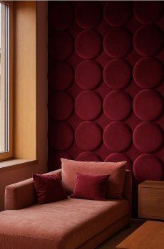 Обшитий панель з велюровим покриттям - буряковий