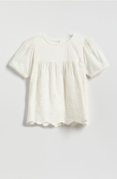 Reserved - Блузка з ажурним подолом - кремовий - 610IB-01X