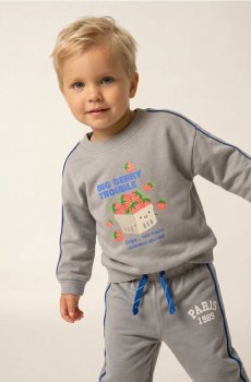 Світшот crewneck з принтом полуниці - сірий