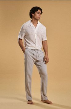 Прямі штани з льоновою сумішшю - сірий