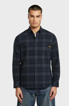 Мужская темно-синяя рубашка в клетку Bristum 2.0 Slim Shirt l/s Синий S G-Star RAW D23553,D748