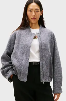 Женский серый шерстяной бомбер WOOL TEXTURE Серый XS Tommy Hilfiger WW0WW45724