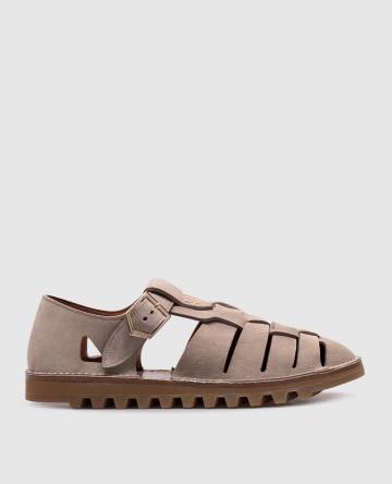 Бежевые замшевые сандалии