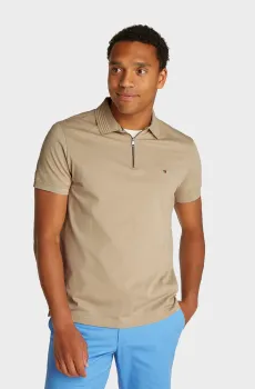 Мужское бежевое поло MERCERISED PIQUE ZIP Бежевый XL Tommy Hilfiger MW0MW38473