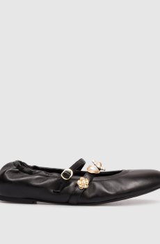Черные кожаные балетки Socharming Mary