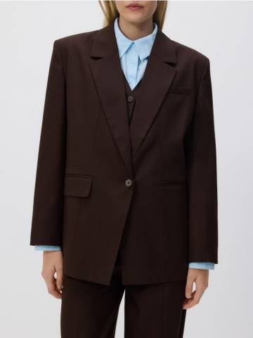 Reserved - Блейзер із додаванням віскози - темно коричневий - 392FM-89X