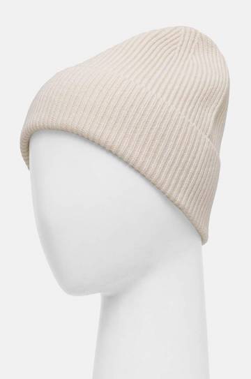 Шерстяная шапка Helly Hansen цвет бежевый шерсть