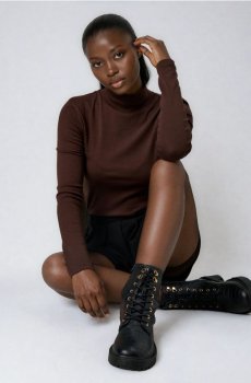 Черевики зі штучної шкіри - чорний