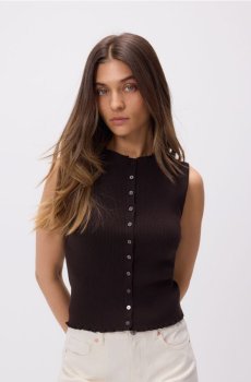 Reserved - Трикотажний топ з віскози - коричневий - 647JL-88X