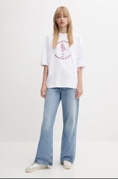 Хлопковая футболка Fiorucci White Dreaming of You Print Relaxed Fit T-Shirt