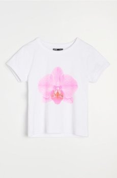 Бавовняна футболка з квітковим принтом - білий