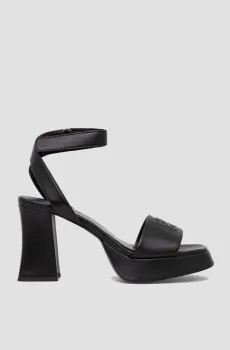 Женские черные кожаные босоножки Черный 37 HUGO 50513175;001