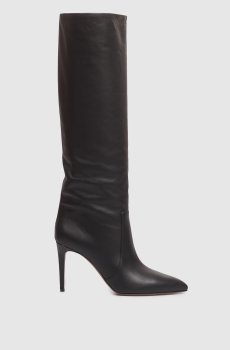 Черные кожаные сапоги Stiletto