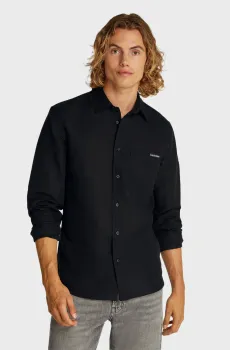 Мужская черная льняная рубашка LINEN COTTON SHIRT Черный M Calvin Klein Jeans J30J327295
