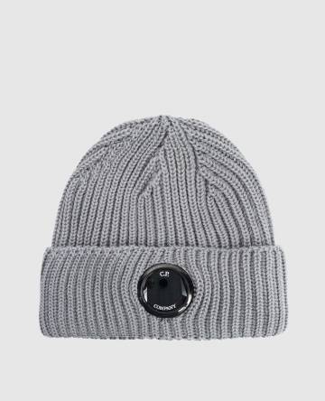 Серая шапка из шерсти с патчем логотипа