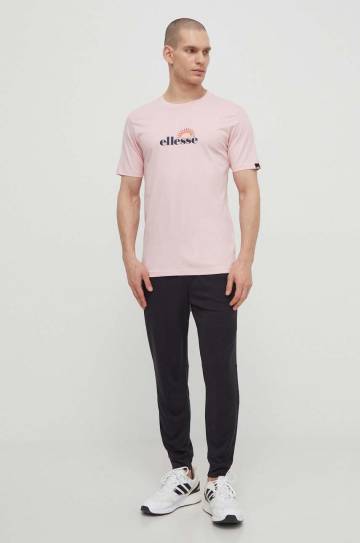 Хлопковая футболка Ellesse Trea T-Shirt мужская цвет розовый с принтом SHV20126 Хлопковая футболка Ellesse Trea T-Shirt мужская цвет розовый с принтом SHV20126