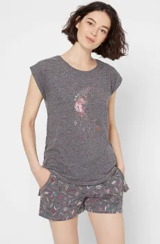 Женская серая футболка KIMIE Серый XL Etam 6509164