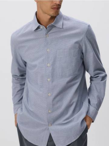 Reserved - Приталена сорочка з єгипетської бавовни - темно-синій - TH538-59P