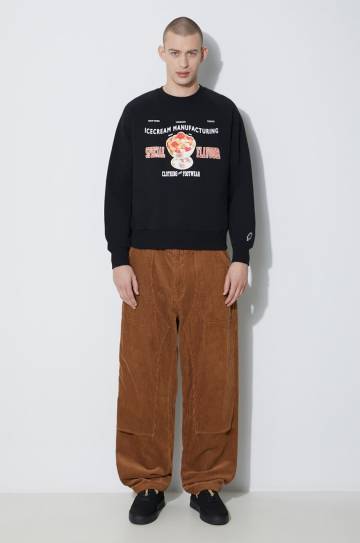 Хлопковая кофта Billionaire Boys Club Special Flavour Crewneck мужская цвет чёрный с принтом IC24122 Хлопковая кофта Billionaire Boys Club Special Flavour Crewneck мужская цвет чёрный с принтом IC24122