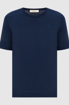 Синяя футболка с шелком с вышивкой эмблемы