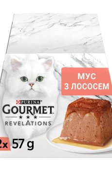 Влажный корм для кошек Gourmet Revelations мусс с подливкой, с лососем, 2*57 г