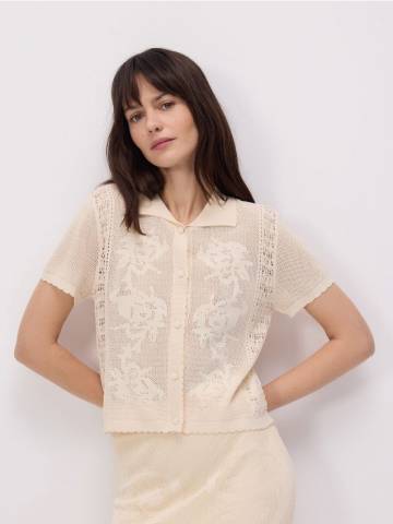 Reserved - LADIES` BLOUSE - кремовий - 060FW-01X Reserved - LADIES` BLOUSE - кремовий - 060FW-01X
