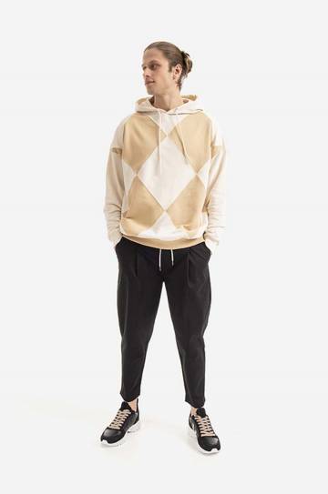 Хлопковая кофта Drôle de Monsieur мужская цвет бежевый с капюшоном узор HO103.BEIGE-BEIGE Хлопковая кофта Drôle de Monsieur мужская цвет бежевый с капюшоном узор HO103.BEIGE-BEIGE