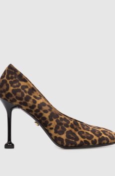 Коричневые замшевые туфли в принт